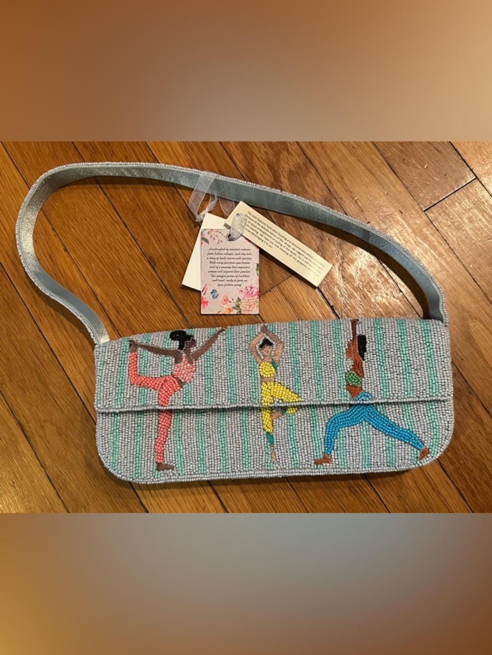 🧘‍♀️ Beaded Yoga Motif Shoulder Bag | NWT | Namaste Vibes 🧘‍♀️